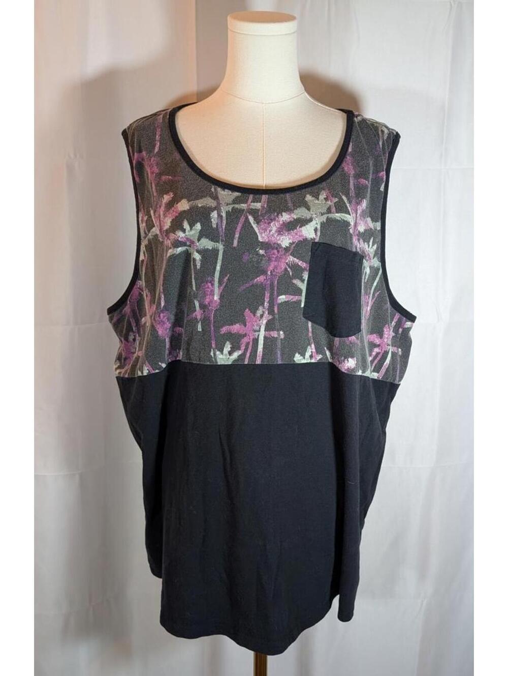 Fission Men's Casual Floral Print Tank Top with Front Pocket Size XXL